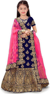 priyans fashion Girls Lehenga Choli Ethnic Wear Embroidered Ghagra, Choli, Dupatta Set
