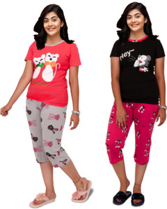 CNT Kids Nightwear Girls Printed Cotton Blend