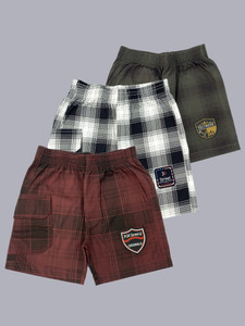 24 Street Short For Boys Casual Checkered Pure Cotton