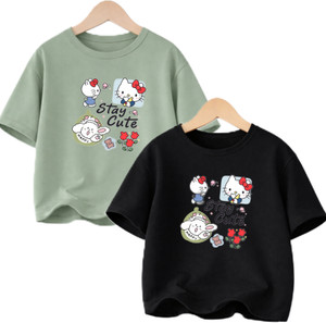 Prahitan Girls Printed Cotton Blend Regular T Shirt