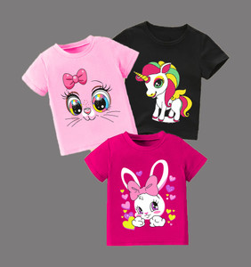HEYDALS Girls Printed Cotton Blend Regular T Shirt