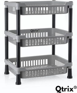 Qtrix Fruits/Vegetables Kitchen Rack Plastic Layer Kitchen Trolley Stand/Multipurpose Rack for Kitchen Storage