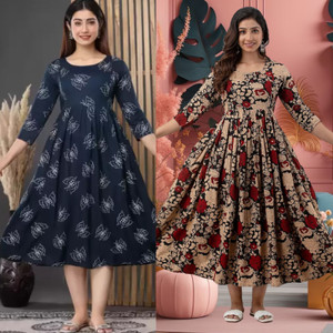 TRY ME Women Floral Print Anarkali Kurta