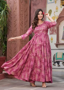 Valmo Women Chikan Embroidery Anarkali Kurta