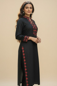 AuzaSho Collection Women Embroidered Straight Kurta