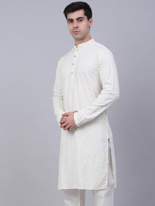 ALMORA Men Embroidered A-line Kurta