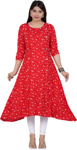 BIMATEX Women Geometric Print A-line Kurta