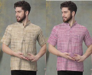 W S TEXTILE Men Striped Straight Kurta