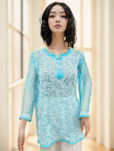 St Khalil Chikankari Women Chikan Embroidery Straight Kurta