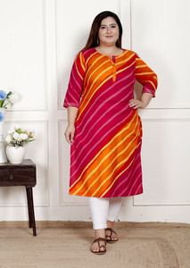 akritik Women Bandhani, Leheriya Straight Kurta