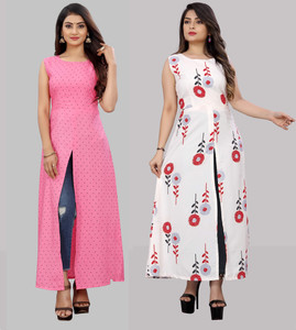 tanvi creation Women Printed, Polka Print Frontslit Kurta