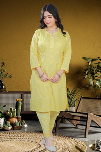 SIILKARI CHIKANKARI Women Chikan Embroidery Straight Kurta