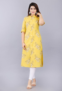 PRADHRUHE Women Abstract Frontslit Kurta