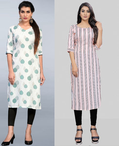 tanvi creation Women Striped Straight Kurta