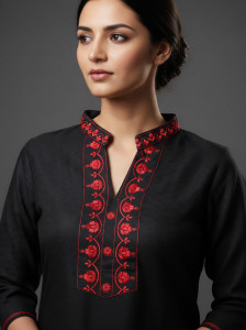 Auzaai Collections Women Embroidered Straight Kurta