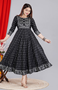Hand Block Print Women Printed Anarkali Kurta