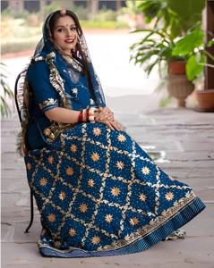 KalyaniTextile Embroidered Semi Stitched Rajasthani Poshak