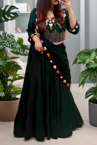 kamaldesigner Embellished Semi Stitched Lehenga & Crop Top