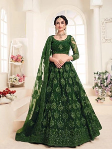 Cute Fellow Embroidered Semi Stitched Lehenga Choli