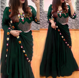 KalyaniTextile Embroidered, Embellished Semi Stitched Lehenga & Crop Top