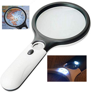 TNEMEC 3 LED Lights, 2 Lenses 45 * 22mm and 3 * 75mm, Reading, Jewellery Magnifying 45 x 3X Magnifier Glass
