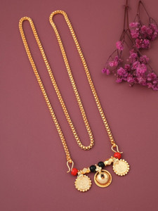 SHREEJI FASHION JEWELLRY 1 GRAM GOLD PLATED 30 IN LONG CHAIN VATI MANGALSUTRA CHAIN FOR WOMEN. Brass Mangalsutra
