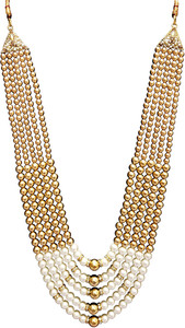 radhe creation @Seven Layers Long Mala for Men Wedding Traditional Gold Plated Dulha Necklace Beads, Pearl Gold-plated Plated Metal, Mother of Pearl Necklace