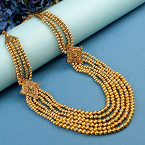jiyanshi fashion Groom sherwani mala Pearl Gold-plated Plated Plastic Necklace