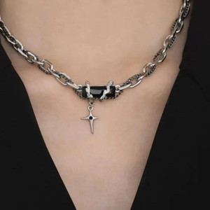 Lathar Black Cross Chain Pendant for Men - Image 3