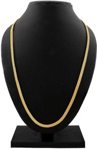 Fashion Frill Golden Chain For Boys Interlink Criss cross Pattern Gold Chain Men 20 inches Gold-plated Plated Brass Chain