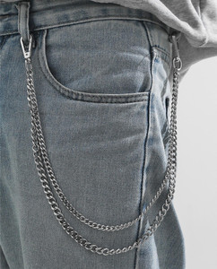 Its 4 You Gothik Pant Chain,Hip Hop Pocket Jean Chain,Two Layer (For Womens And Mens) Sterling Silver Plated Stainless Steel Chain