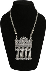 URBANELA Oxidized German Silver Gypsy look Tribal Antique Boho Afgani Metal Necklace