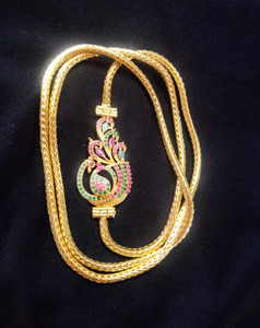 SRI SAI GOLD COVERINGS 1gram gold plated mugapu chain for women Alexandrite Gold-plated Plated Copper Chain