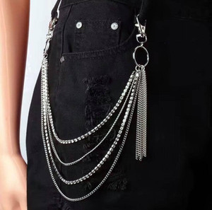 Its 4 You Rhinestone Side Pant Chain,Multi Layer Stone Chain (For Womens And Mens) Sterling Silver Plated Stainless Steel Chain