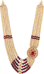 radhe creation Pearl Necklace Jewellery for Groom Dulha Moti Mala Haar for Men Diamond Gold-plated Plated Metal, Resin, Crystal, Plastic Necklace