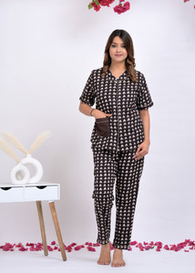 Asami Women Printed Brown Night Suit Set