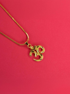 Ansh Enterpris 11 Gram Gold Plated Chain with Om Pendant Brass, NA Brass Pendant
