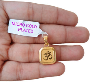 SAPNAPALACE OM LOCKET WITH PRINTED DESIGNER WITH MICRO GOLD PLATED Gold-plated Brass Locket