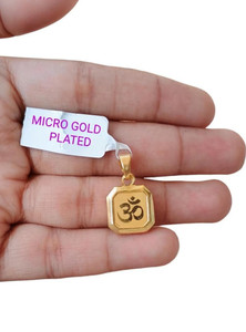 SAPNAPALACE OM LOCKET WITH PRINTED DESIGNER WITH MICRO GOLD PLATED Gold-plated Brass Locket