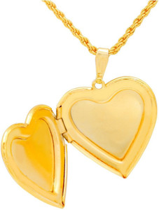 PLACIDO gold finish openable heartshape photo locket pendant Men
