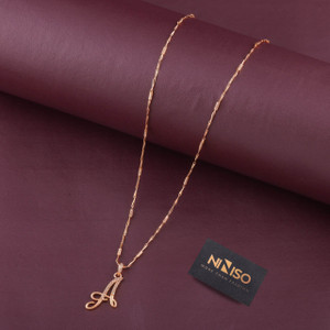 NINISO Alphabet Letter A Rhodium Cubic Zirconia Alloy