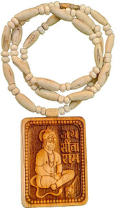 VRIDAANN Original Natural Wood Tulsi Kanthi Mala With Hanuman ji Shri SITA RAM Wood Locket Set