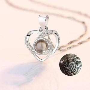 ROOTWAVE Heart Silver Locket Pendant Necklace Gifts for Women,Girlfriend Silver Alloy Pendant