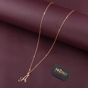 NINISO Alphabet Letter A Rhodium Cubic Zirconia Alloy Locket Set