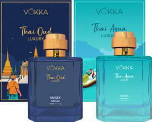 VOKKA Thai Oud & Thai Aqua 100 ml Each Luxury Long Lasting EDP Fragrance For Gift Eau de Parfum - 100 ml