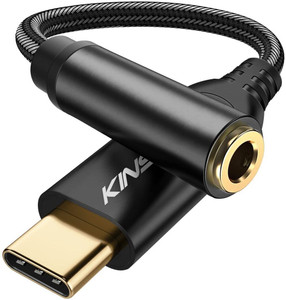 Kinsound Black USB Type C to mm Audio Jack Connector, Hi-Res
