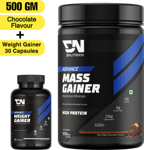 DNUTRIXN Advance High Protein Mass Gainer |High Whey Protein 63G |High Calories 1200+Kcal Weight Gainers/Mass Gainers