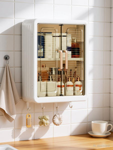 LUXEHOME Wall Mounted Bathroom Shelf Kitchen Cabinet Cosmetics Makeup Storage Organizer Plastic Wall Shelf