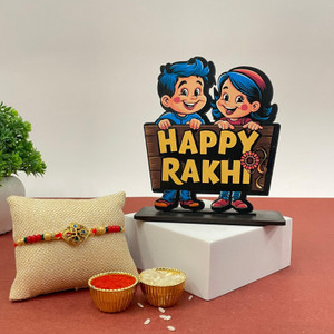 Home Delight Designer TS-HappyRakhi Mauli Thread Showpiece, Rakhi, Chawal Roli Pack  Set