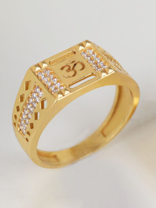 GORASH CREATION Brass Cubic Zirconia Gold Plated Ring